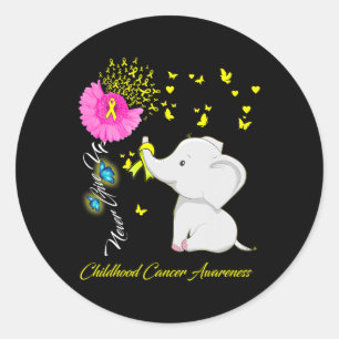 Elephant Childhood Cancer - Childhood Cancer Ribbo Classic Round Sticker