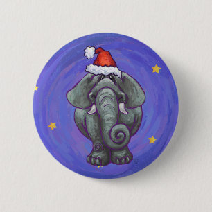 Elephant Christmas 6 Cm Round Badge