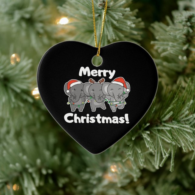 Elephant Christmas Animals Elephants Merry Ceramic Tree Decoration (Tree)