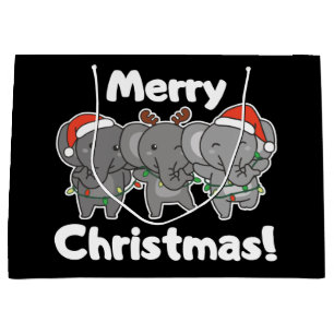 Elephant Christmas Animals Elephants Merry Large G Gift Bag