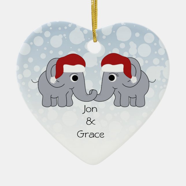 Elephant Christmas Ceramic Tree Decoration (Front)