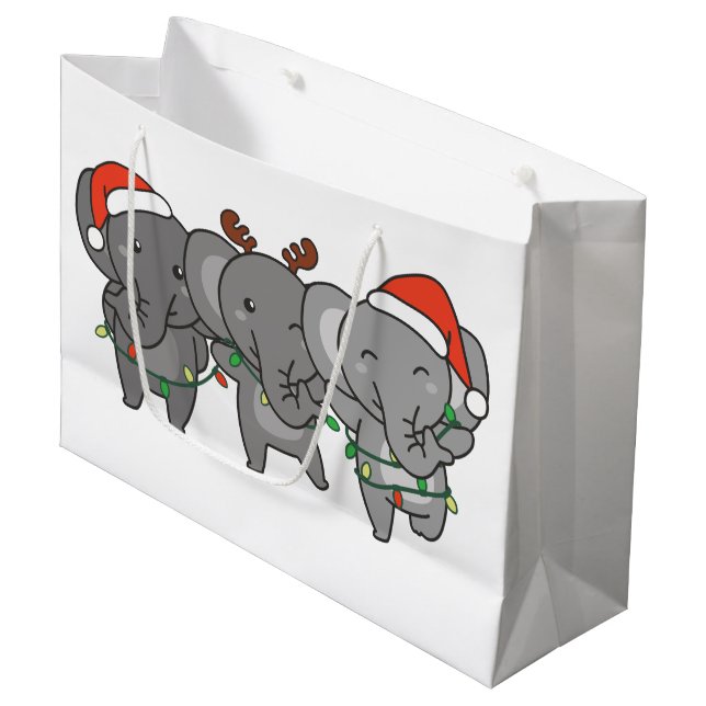Elephant Christmas Christmas Animals Cute Large Gi Gift Bag (Front Angled)