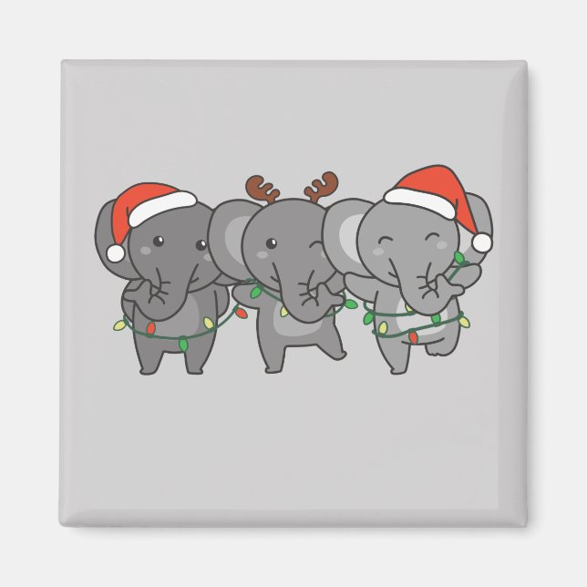Elephant Christmas Christmas Animals Cute Magnet (Front)