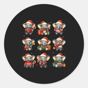 Elephant Christmas Funny Elephant Lover Pajama Men Classic Round Sticker