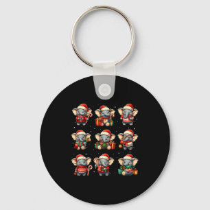 Elephant Christmas Funny Elephant Lover Pajama Men Key Ring