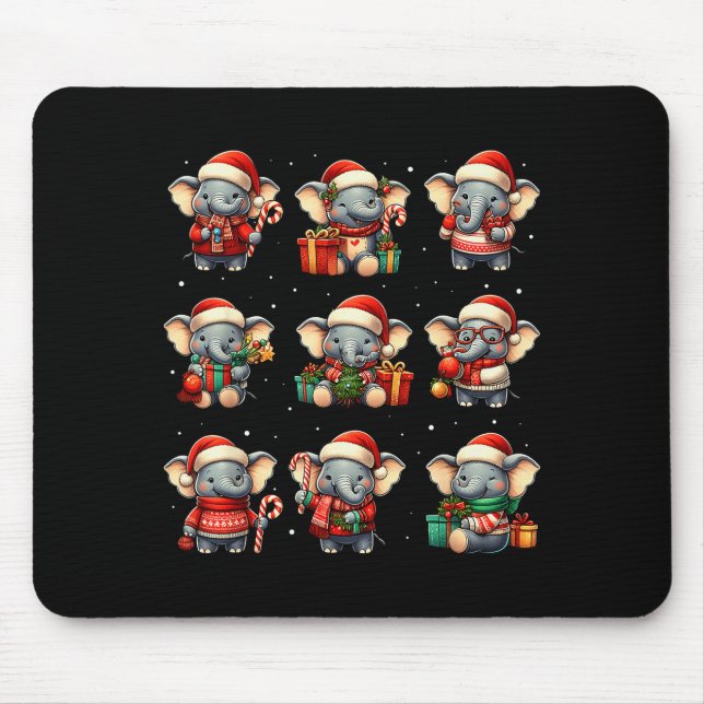 Elephant Christmas Funny Elephant Lover Pajama Men Mouse Pad (Front)