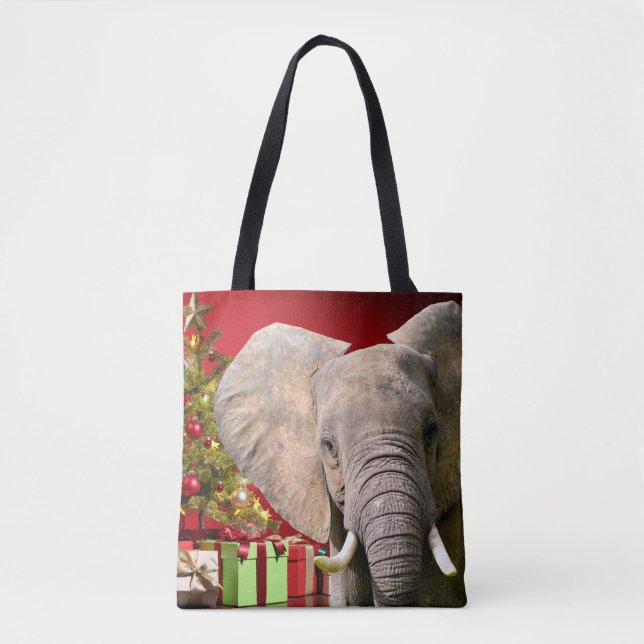 Elephant Christmas Greetings Tote Bag (Front)