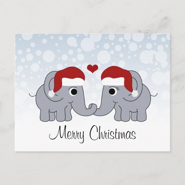 Elephant Christmas Holiday Postcard (Front)