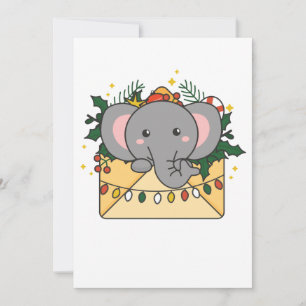 Elephant Christmas Letter Winter Animals Elephants Holiday Card
