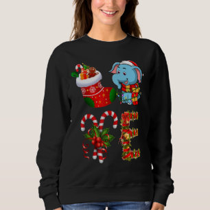 Elephant Christmas Lights Led Santa Hat Christmas Sweatshirt