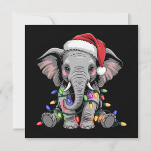 Elephant Christmas Lights Xmas Holiday Wild Animal Card