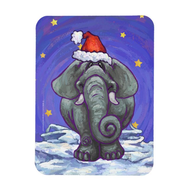 Elephant Christmas Magnet (Vertical)