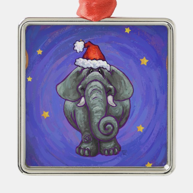 Elephant Christmas Metal Tree Decoration (Front)
