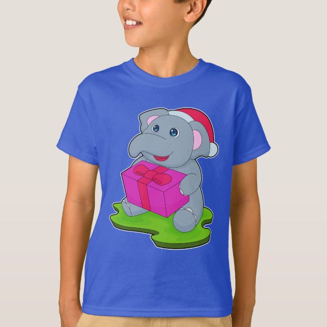 Elephant Christmas Package T-Shirt (Front)