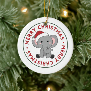Elephant Christmas Snow Winter Animals Elephants C Ceramic Tree Decoration