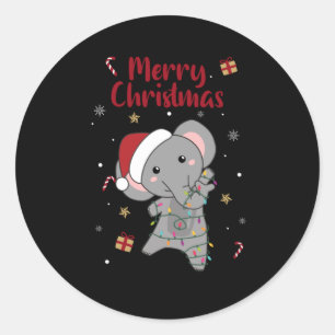 Elephant Christmas Snow Winter Animals Elephants Classic Round Sticker
