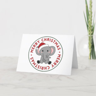 Elephant Christmas Snow Winter Animals Elephants H Holiday Card