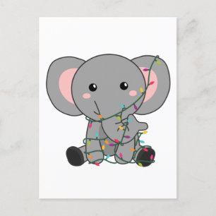 Elephant Christmas Snow Winter Animals Elephants Holiday Postcard