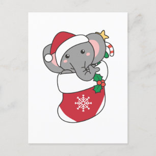 Elephant Christmas Snow Winter Animals Elephants Holiday Postcard