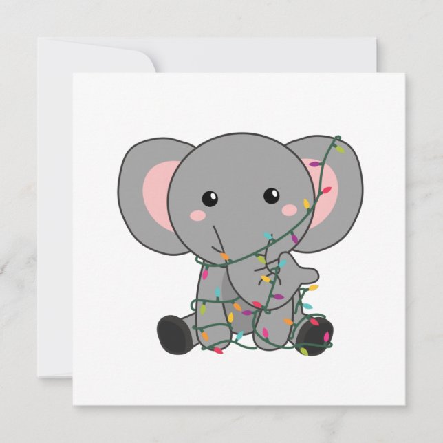 Elephant Christmas Snow Winter Animals Elephants Invitation (Front)
