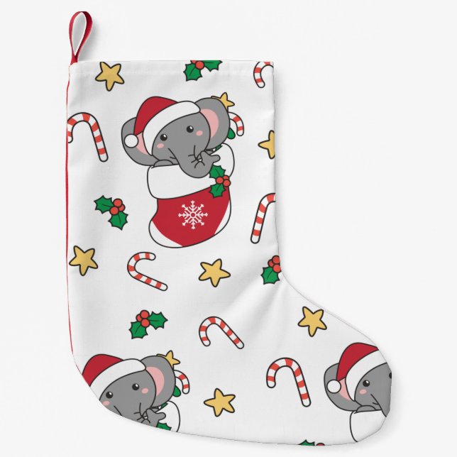 Elephant Christmas Snow Winter Animals Elephants Small Christmas Stocking (Front)