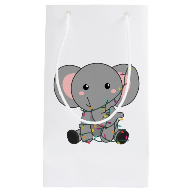 Elephant Christmas Snow Winter Animals Elephants Small Gift Bag (Front)