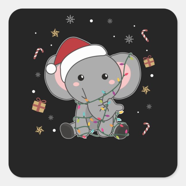 Elephant Christmas Snow Winter Animals Elephants Square Sticker (Front)