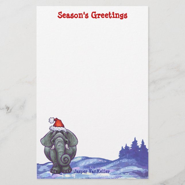 Elephant Christmas Stationery (Front)