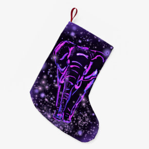 Elephant Christmas Stocking Purple Pink Night