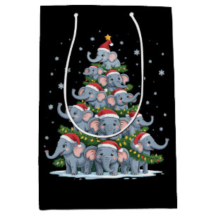 Elephant Christmas Tree Funny Cute Elephant Medium Gift Bag