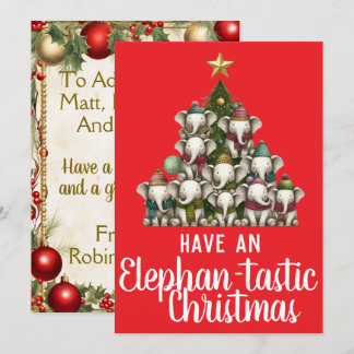 Elephant Christmas Tree Holiday Card