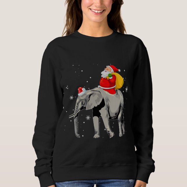 Elephant Christmas Tree Light Hat Xmas Santa Ridin Sweatshirt (Front)