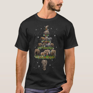 Elephant Christmas Tree Lights Xmas Elephant Lover T-Shirt