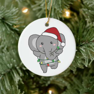 Elephant Christmas Winter Animals Elephants Ceramic Tree Decoration