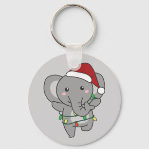 Elephant Christmas Winter Animals Elephants Keycha Key Ring