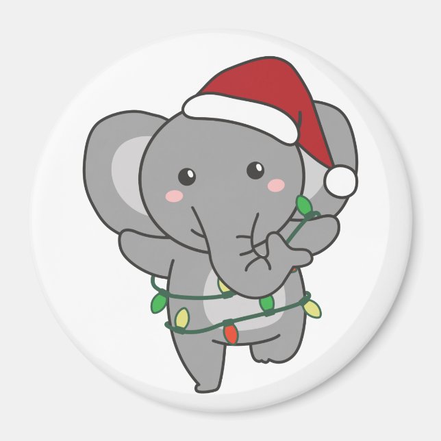 Elephant Christmas Winter Animals Elephants Magnet (Front)