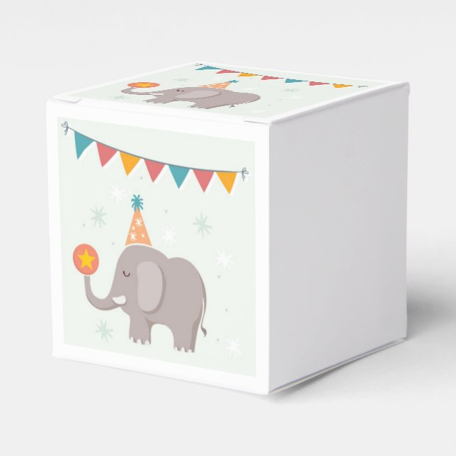 Elephant Circus Birthday Party Favour Favour Box (Front Side)