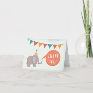 Elephant Circus Birthday Party Thank You Card