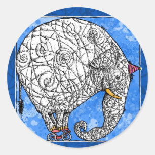 elephant classic round sticker