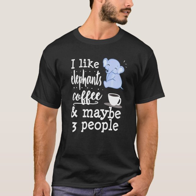 Elephant Coffee 3 People T-Shirt (Front)