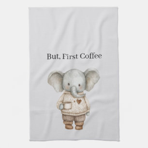 Elephant Coffee Cup Tea Towel