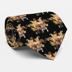 Elephant Color Wildlife Frame Neck Tie