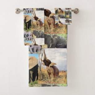 Elephant Colour Photo Bath Towel Set