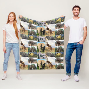 Elephant Colour Photo Fleece Blanket