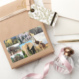 Elephant Colour Photo Rectangular Sticker