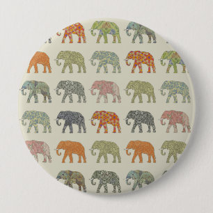 Elephant Colourful Animal Pattern 10 Cm Round Badge