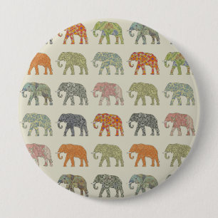 Elephant Colourful Animal Pattern Contemporary 10 Cm Round Badge
