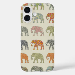 Elephant Colourful Animal Pattern Contemporary iPhone 16 Case