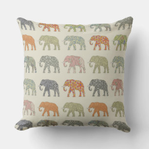 Elephant Colourful Animal Pattern Contemporary Cushion