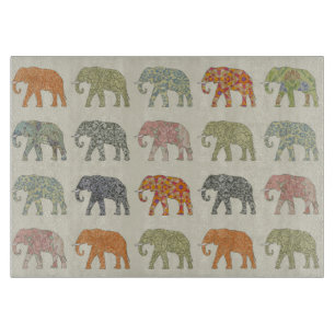 Elephant Colourful Animal Pattern Contemporary Cutting Board